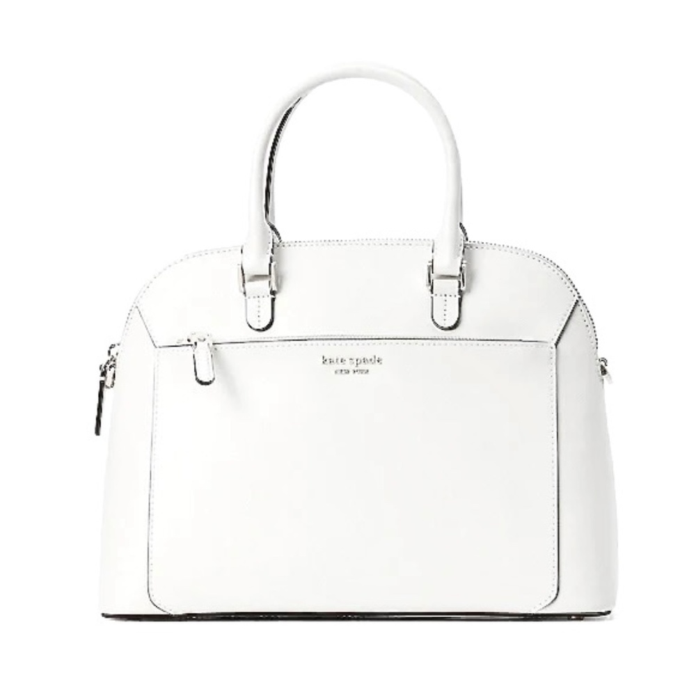 Kate Spade White Medium Louise Dome Leather Satchel Bag